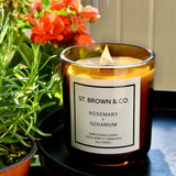 Rosemary + Geranium 11oz St. Brown & Co. Candle in Amber