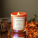 Pumpkin + Persimmon 11oz St. Brown & Co. Candle in Iridescent Clay Glass