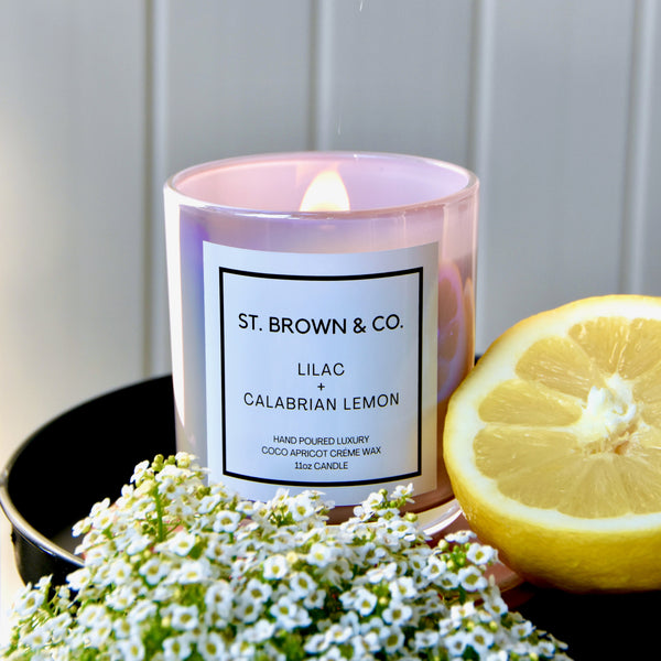 Lilac + Calabrian Lemon 11oz St. Brown & Co. Candle in Iridescent Lavender